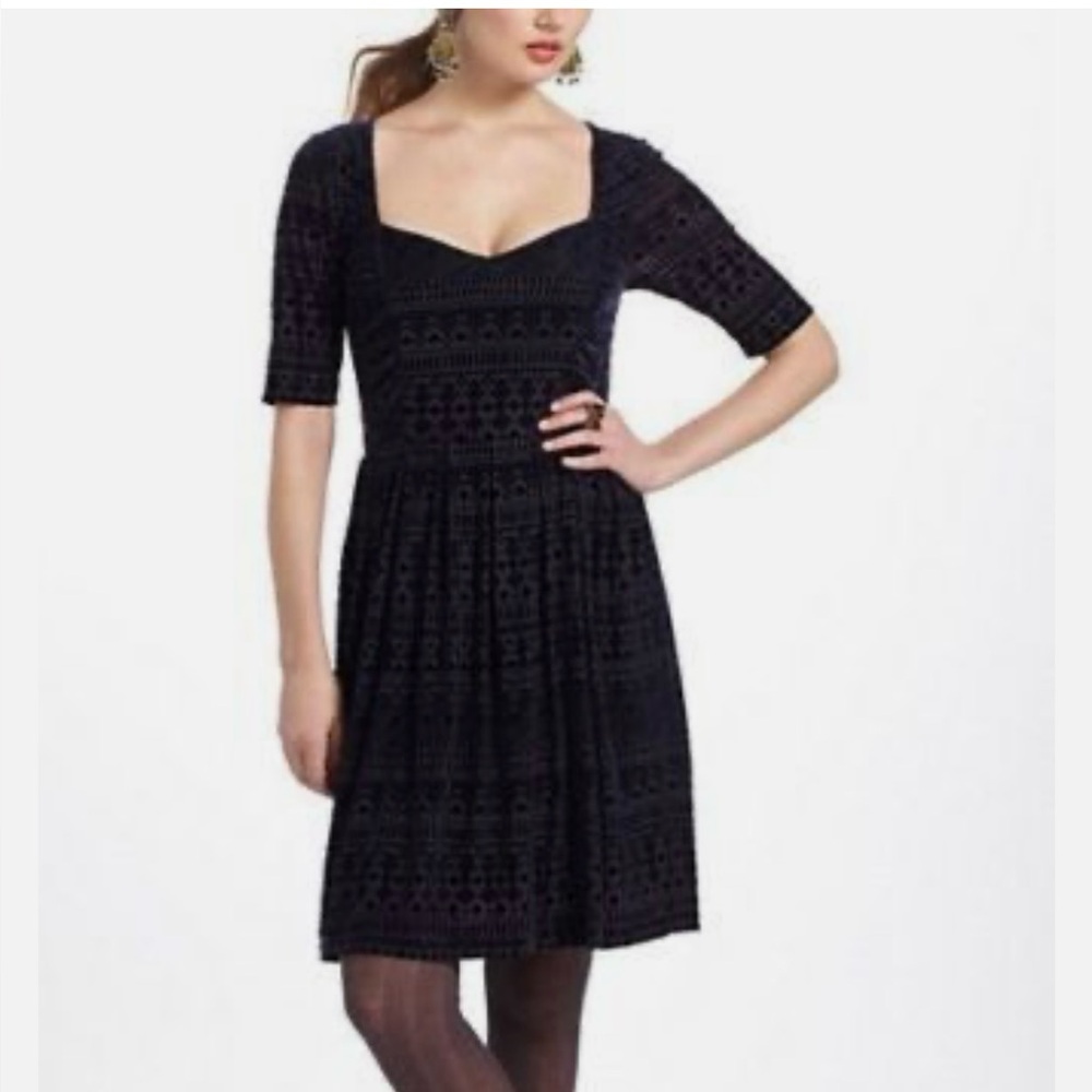 Anthropologie (Meadow Rue) Navy Burnout Velvet Dress